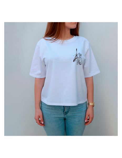 Camiseta hombre personalizada con silueta 10x10cm gris